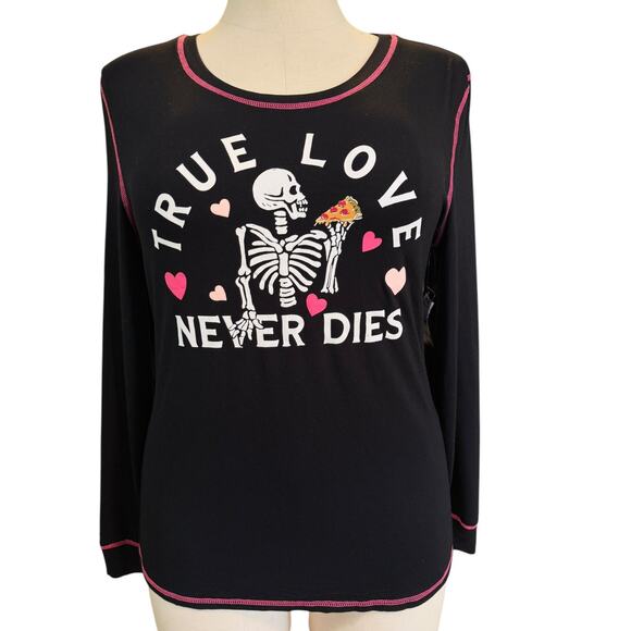 Torrid 2 (2X 18/20) Skeleton Skull Pizza True Love Super‎ Soft Pajama Sleep Tee - Picture 1 of 3
